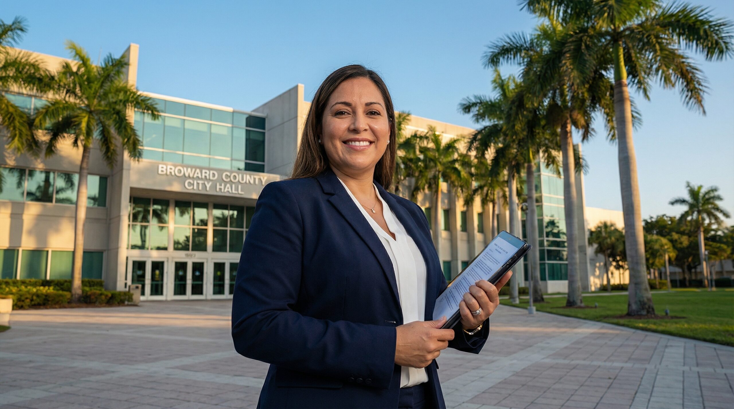 Permit Nirvana professional standing in front of Broward County City Hall