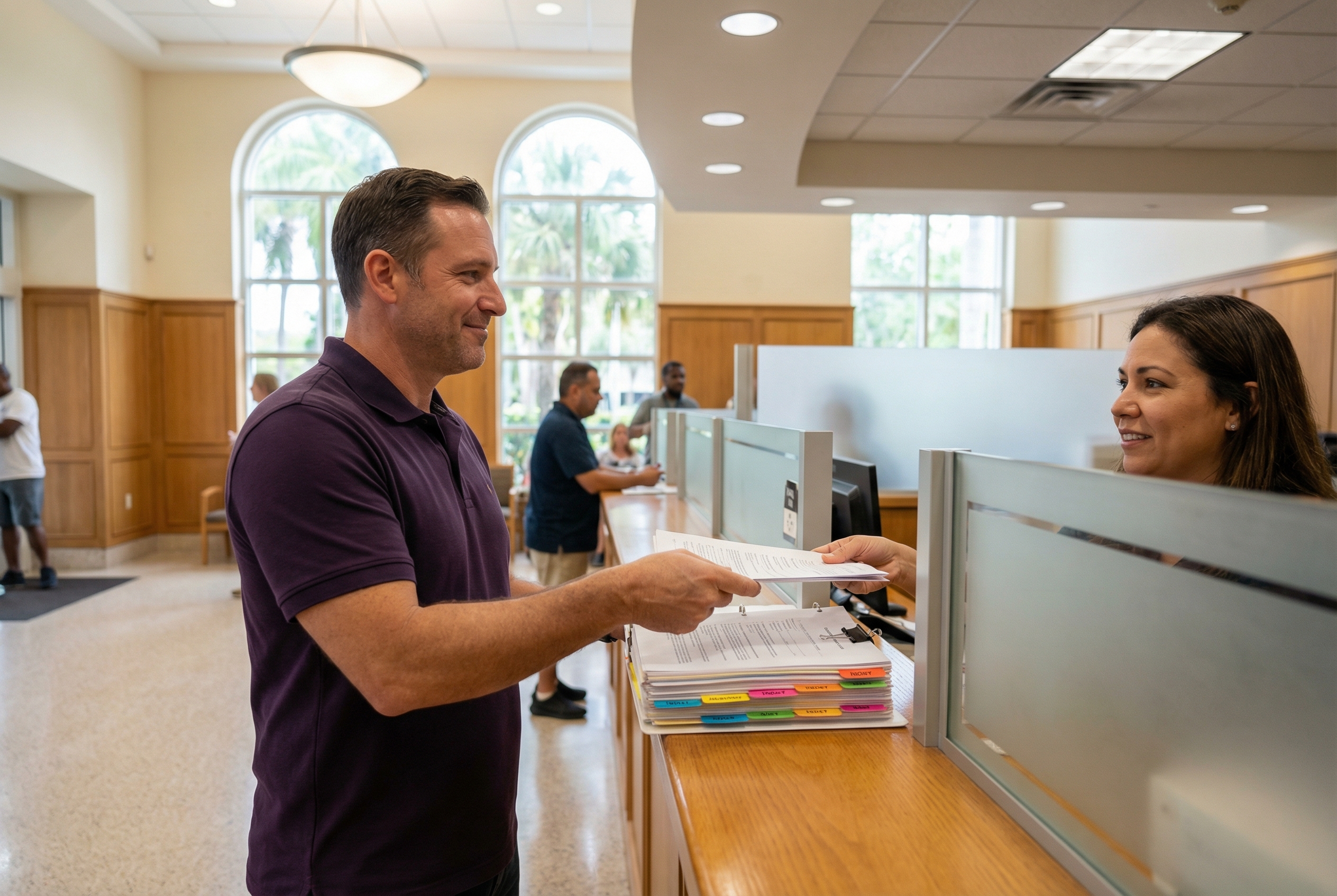 Permit Nirvana specialist submitting organized permit package at South Florida building department